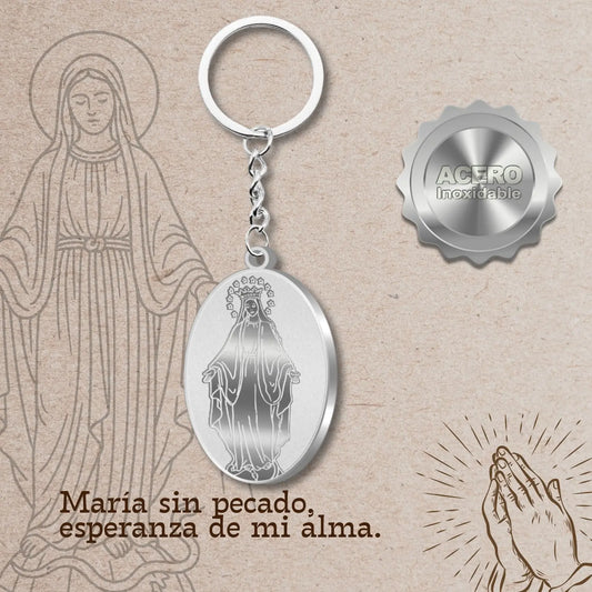 Llavero Medalla Milagrosa en Acero Inoxidable - cotigo