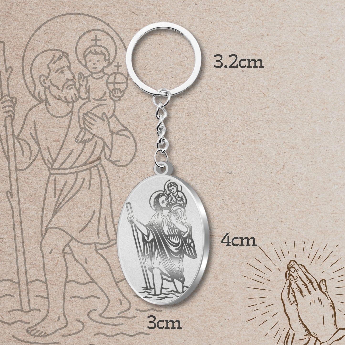 Chaveiro São Cristóvão Aço Inoxidável