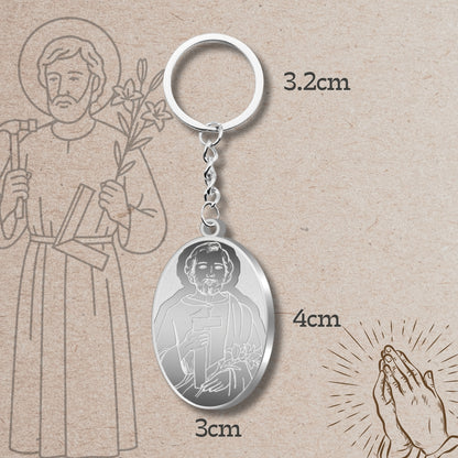 Chaveiro São José Operário Aço Inox