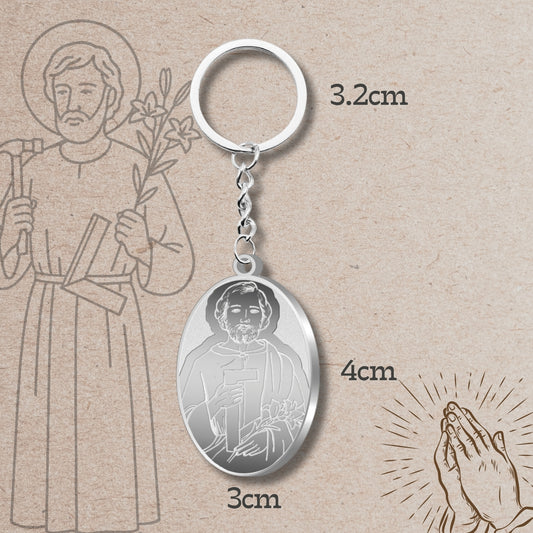 Llavero San José Obrero Acero Inoxidable
