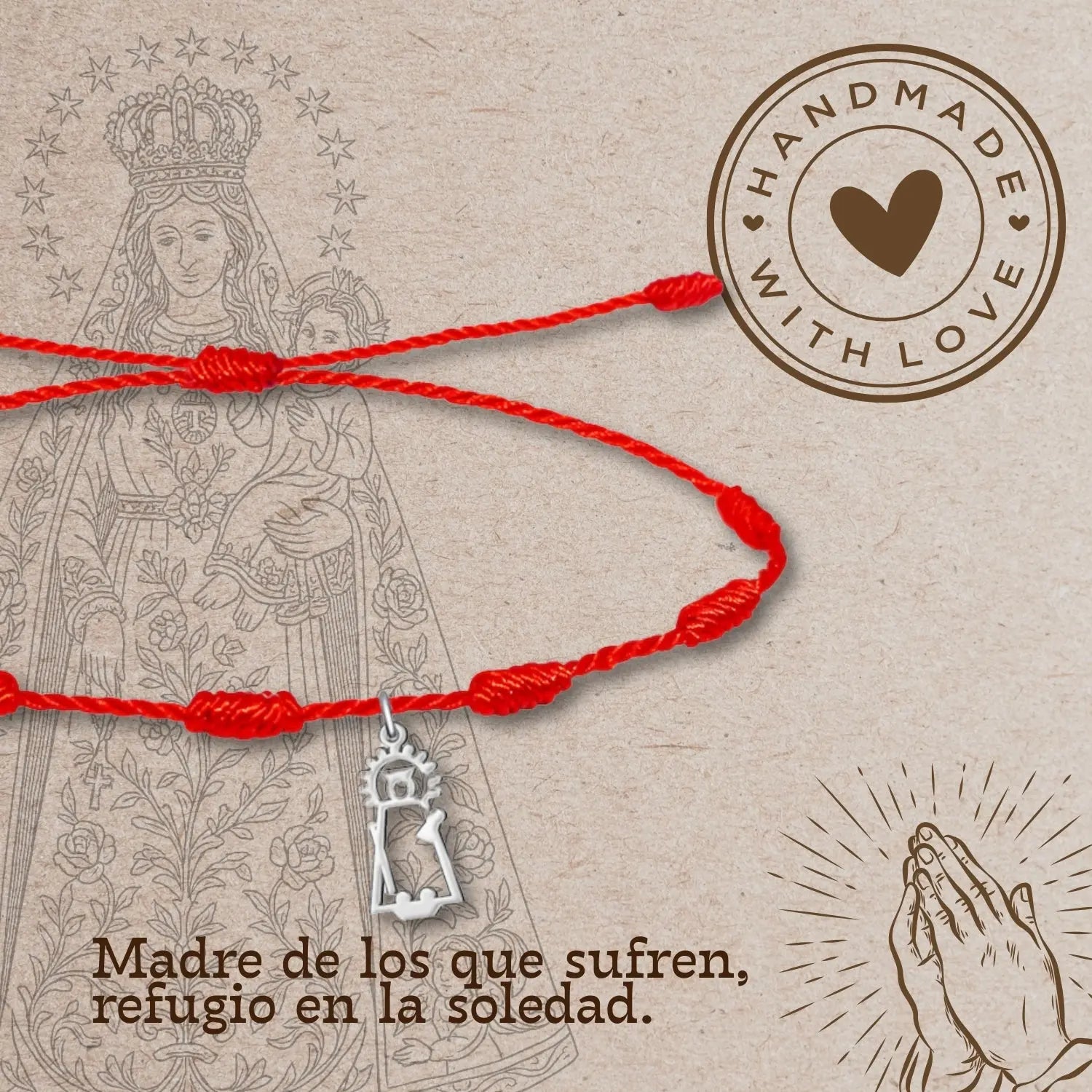 Pulsera 7 Nudos Virgen de los Desamparados Acero Plateado diseño