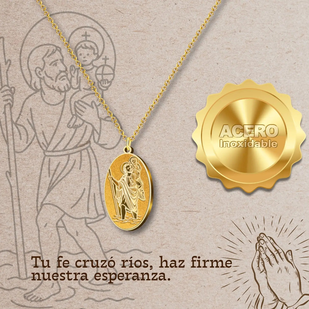 Colgante Acero San Cristóbal color Dorado - cotigo
