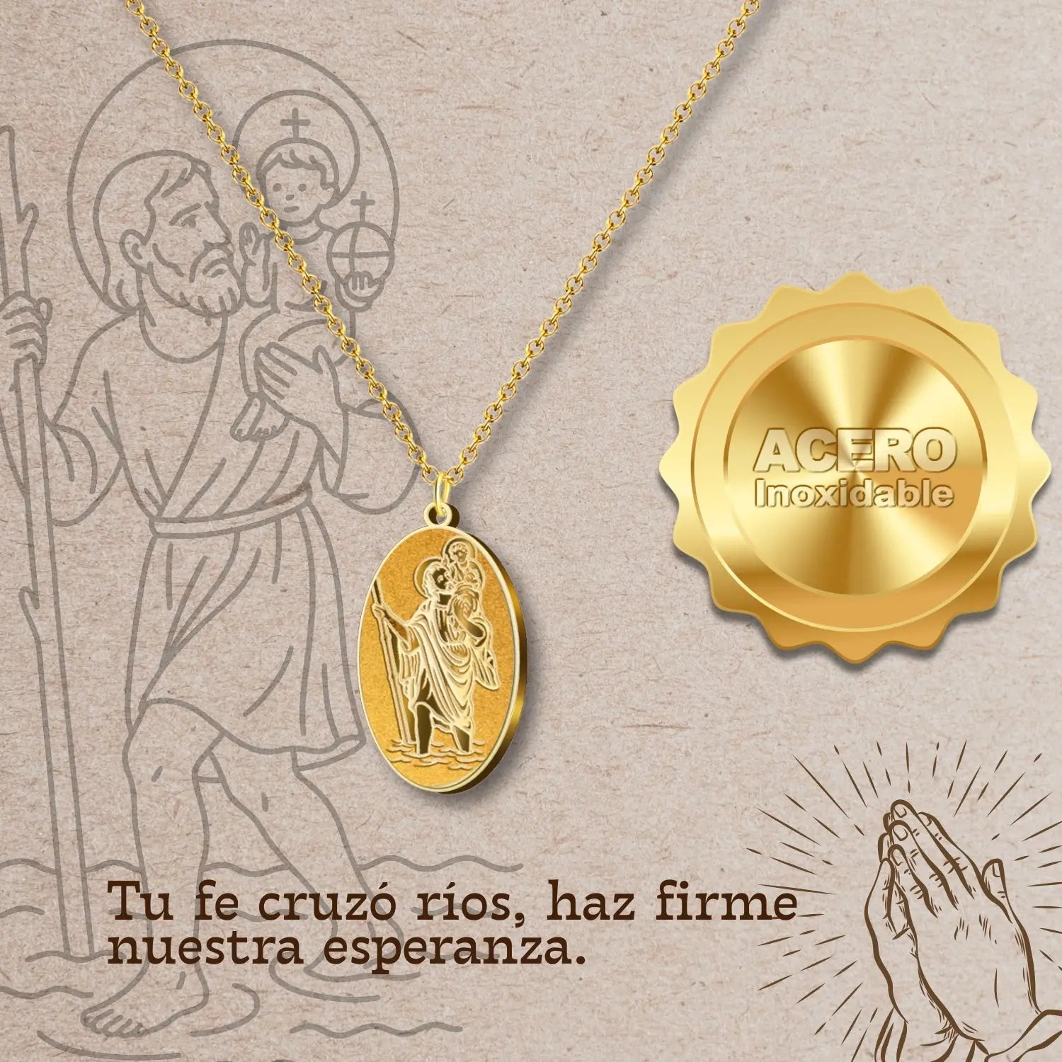 Colgante Acero San Cristóbal color Dorado - cotigo