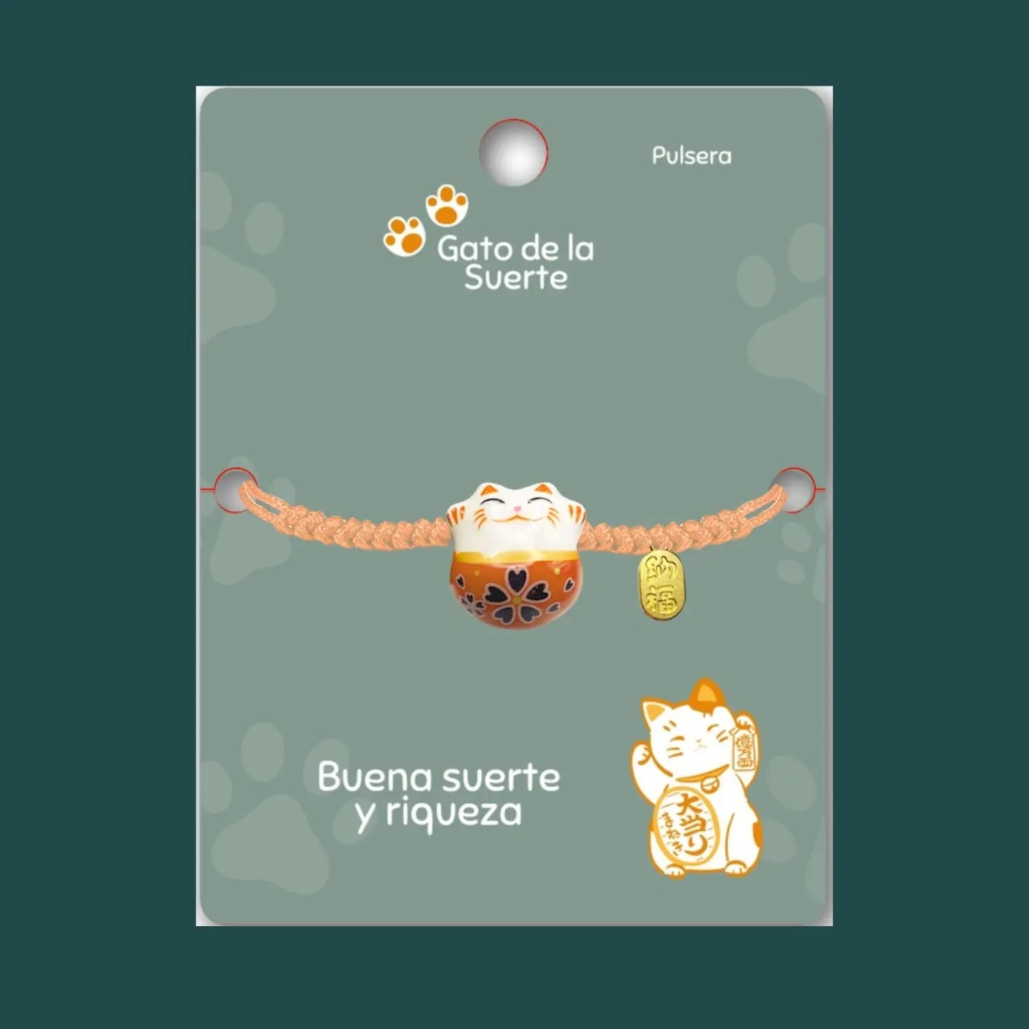 Pulsera Maneki-neko 🐱 |Pulsera Gato de la suerte| Amuleto de la suerte y protección | Hecha a mano con encanto oriental 💫 cotigo