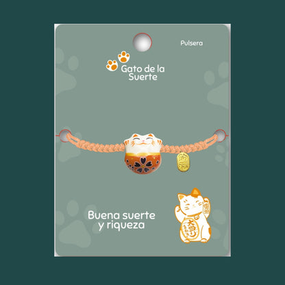 Pulsera Maneki-neko 🐱 |Pulsera Gato de la suerte| Amuleto de la suerte y protección | Hecha a mano con encanto oriental 💫