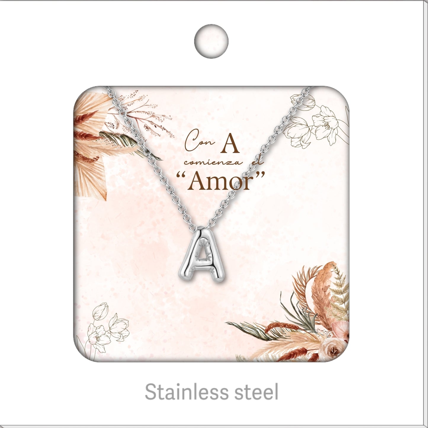 Collar Letra Inicial Acero Inoxidable con Tarjeta diseñado y Caja de Regalo, Regalo para Cumpleaños, Navidad, Día de Madera, San Valentín