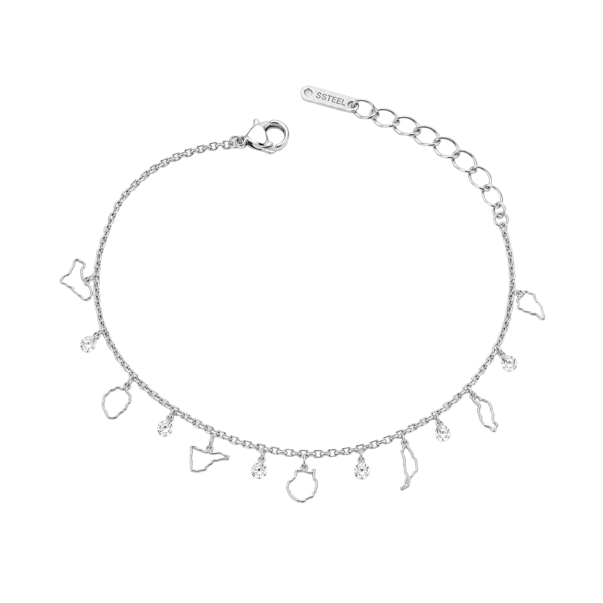 Pulsera 7 Islas Canarias con Siluetas y Circonitas