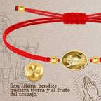 Pulsera Hilo Encerado con SAN ISIDRO LABRADOR color Dorado - cotigo