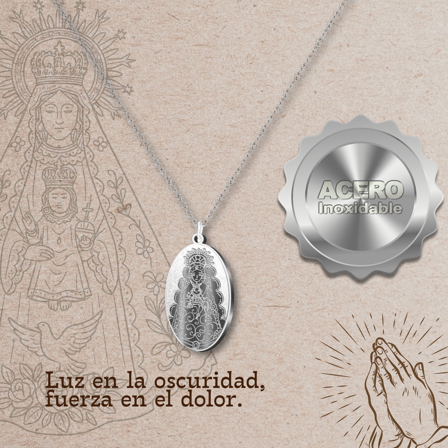 Colgante Acero Virgen del Rocío color Plateado