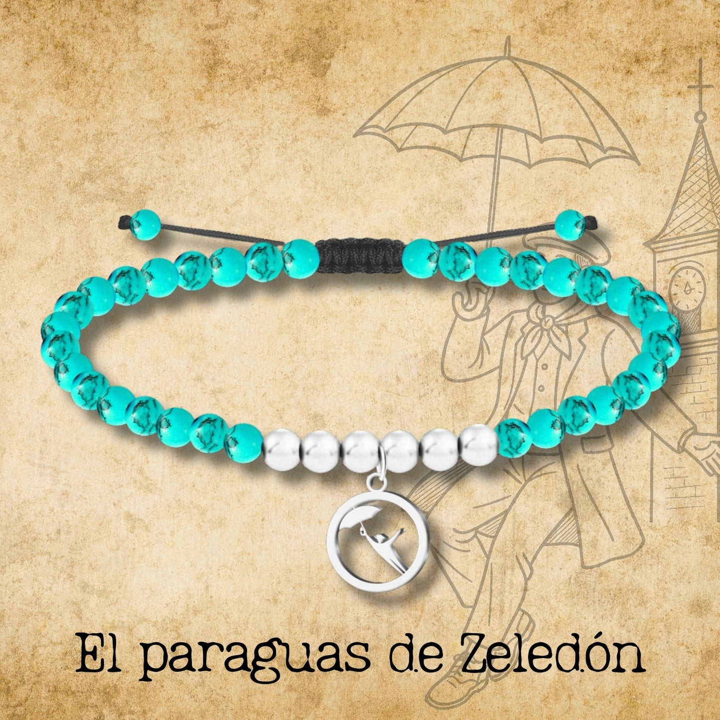 Pulsera tuquesa -El paraguas de Zeledón -Plateado
