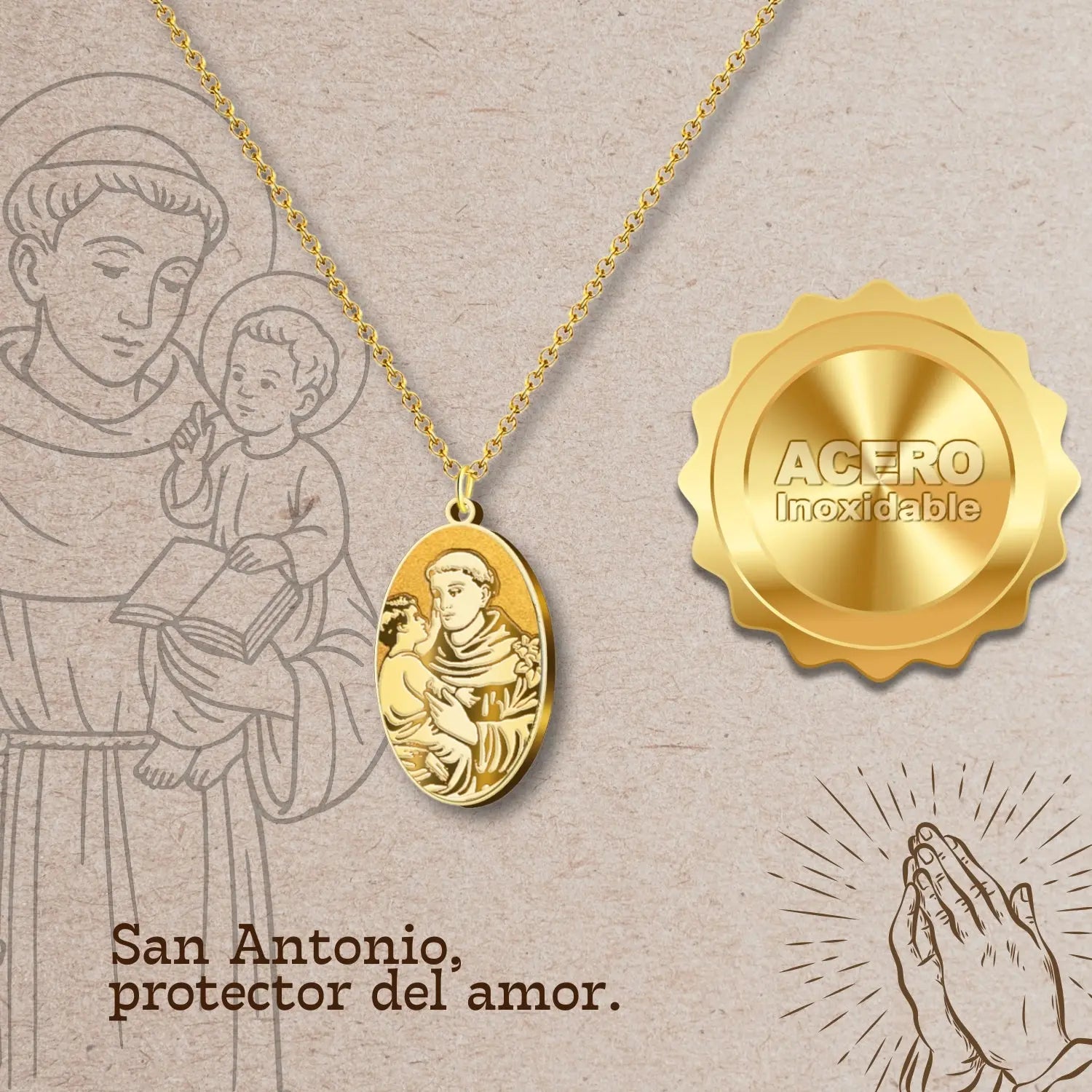 Colgante Acero SAN ANTONIO color Dorado - cotigo