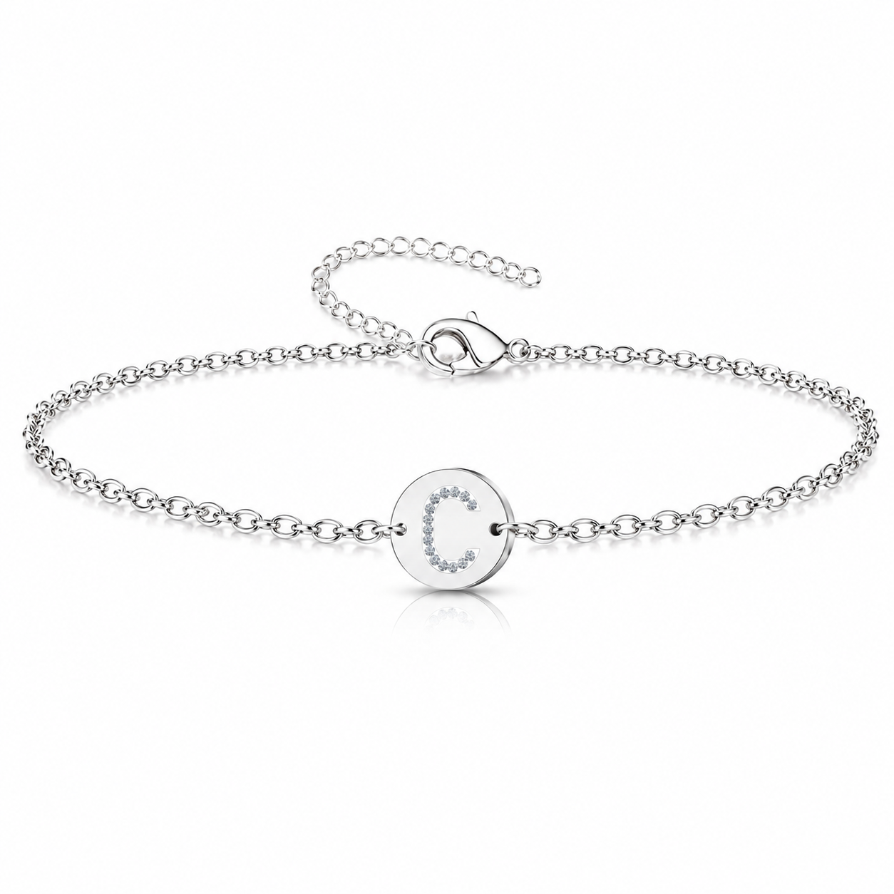 Pulsera Medalla de letra Inicial con Circonitas