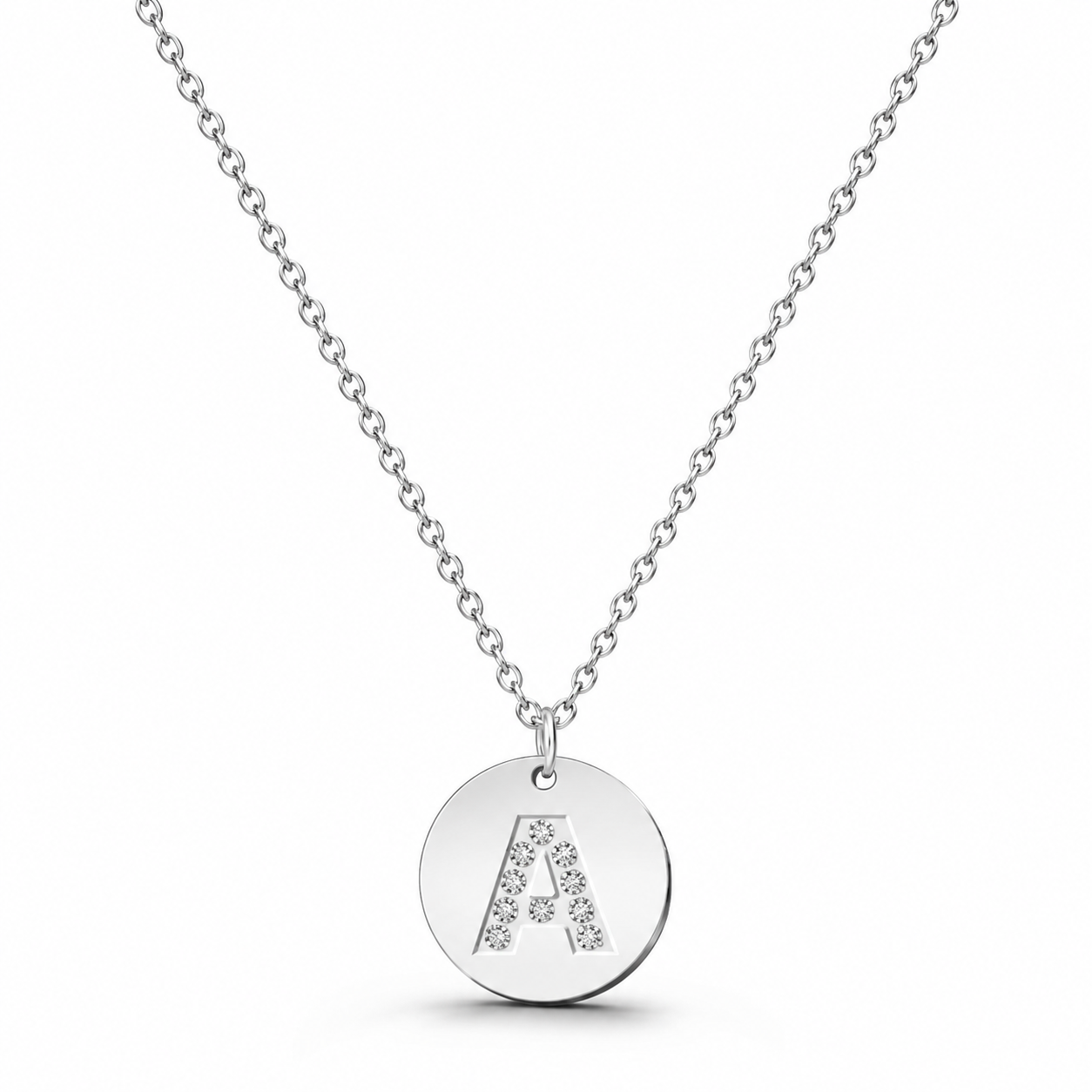 Collar Medalla de Letra Inicial con Circonitas