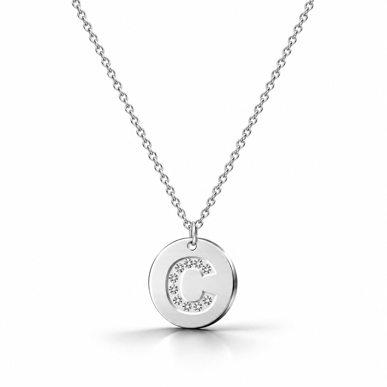 Collar Medalla de Letra Inicial con Circonitas