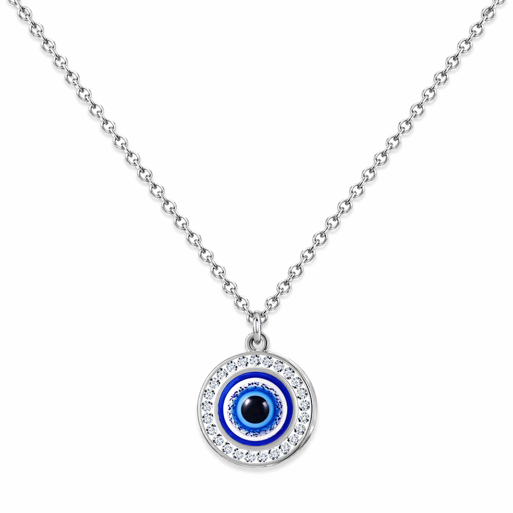 Collar Ojo Turco Circular de ojo turco azul y borde de cristales cotigo