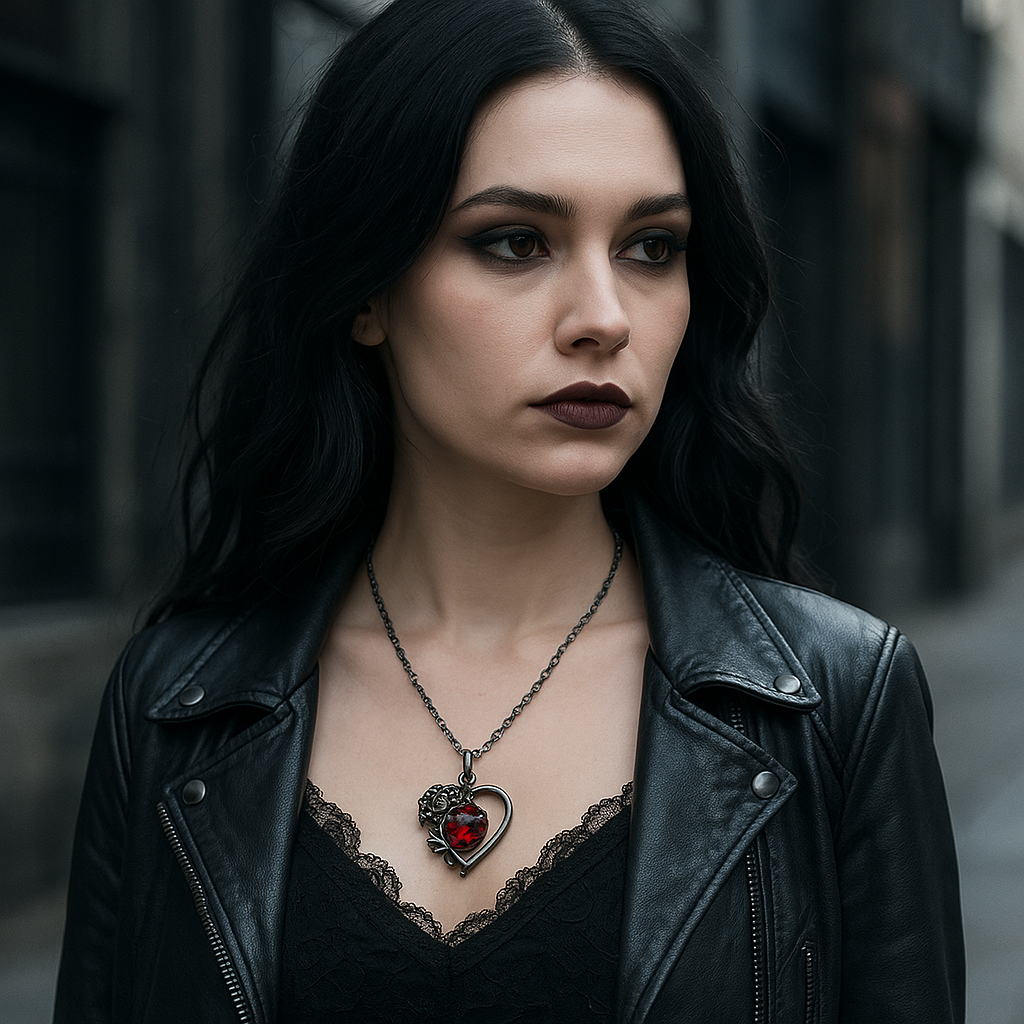 Collar gótico para mujer o Hombre, diseños de corazón, calavera, luna y fénix | Joyería oscura | Regalo romántico y original