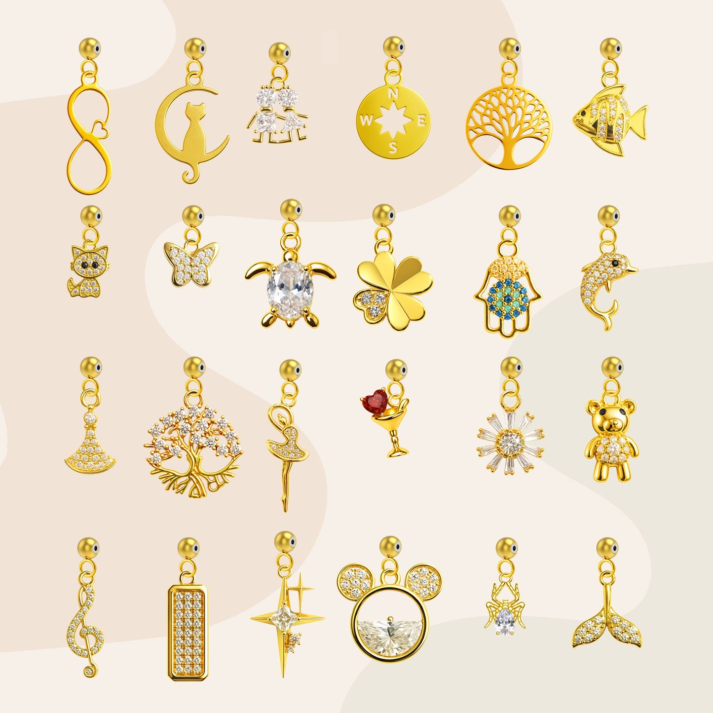 CHARM Acero Dorado Chapado Oro 14 K-con Cierre