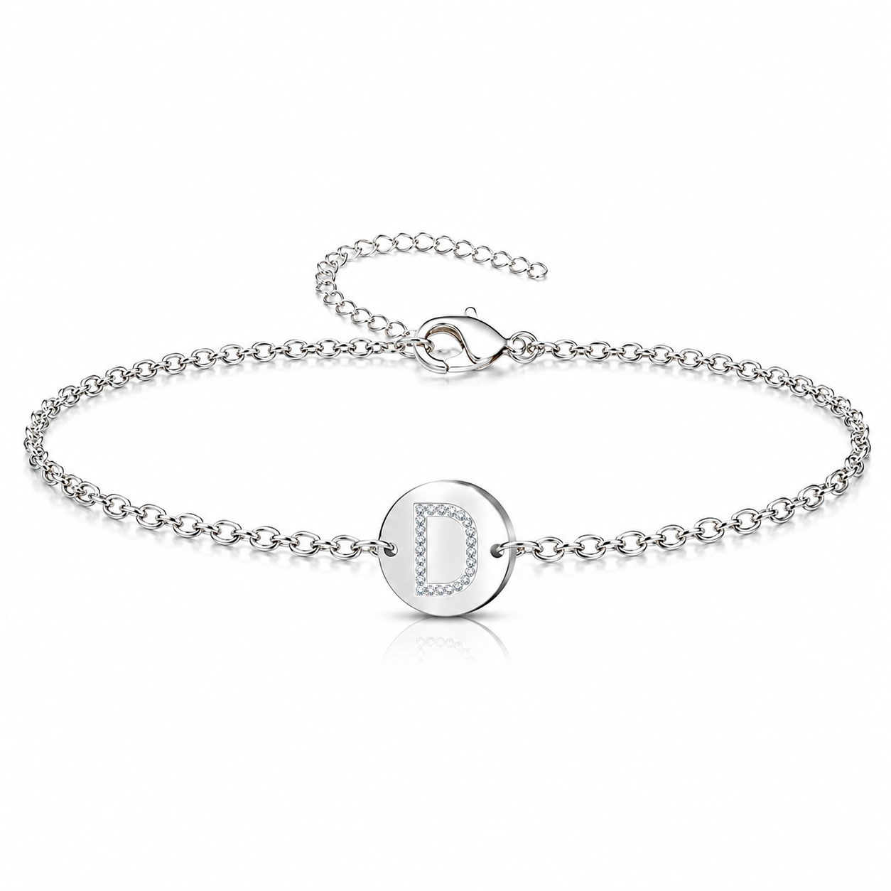 Pulsera Medalla de letra Inicial con Circonitas