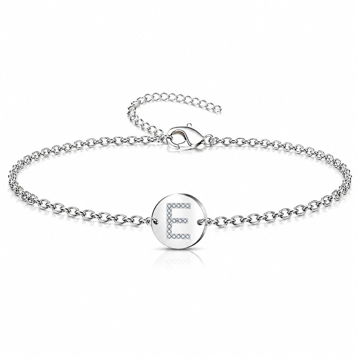 Pulsera Medalla de letra Inicial con Circonitas