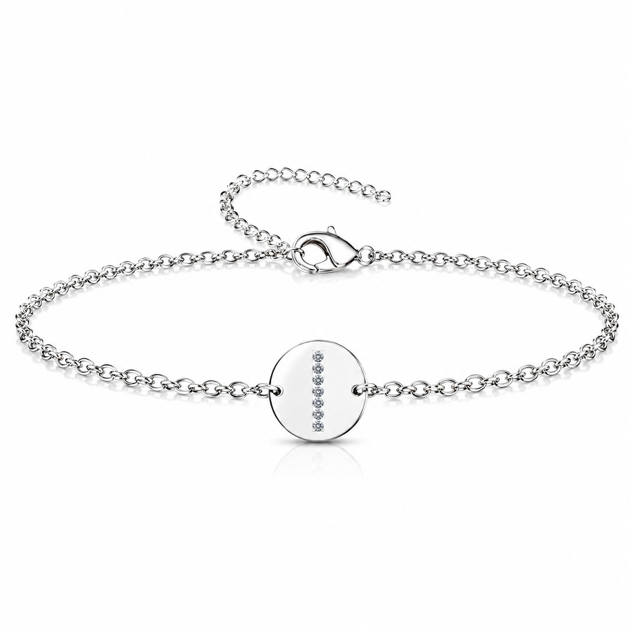 Pulsera Medalla de letra Inicial con Circonitas