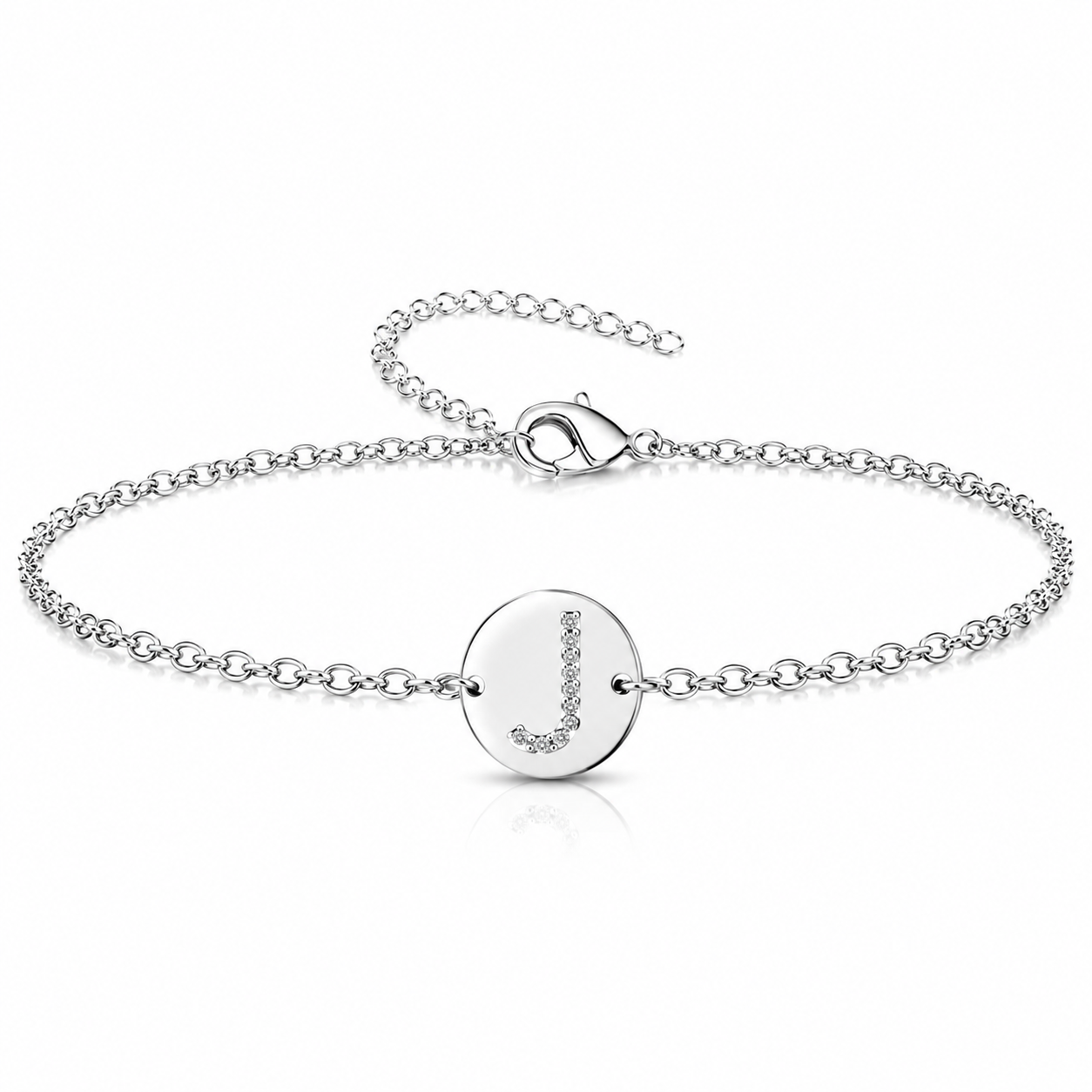 Pulsera Medalla de letra Inicial con Circonitas