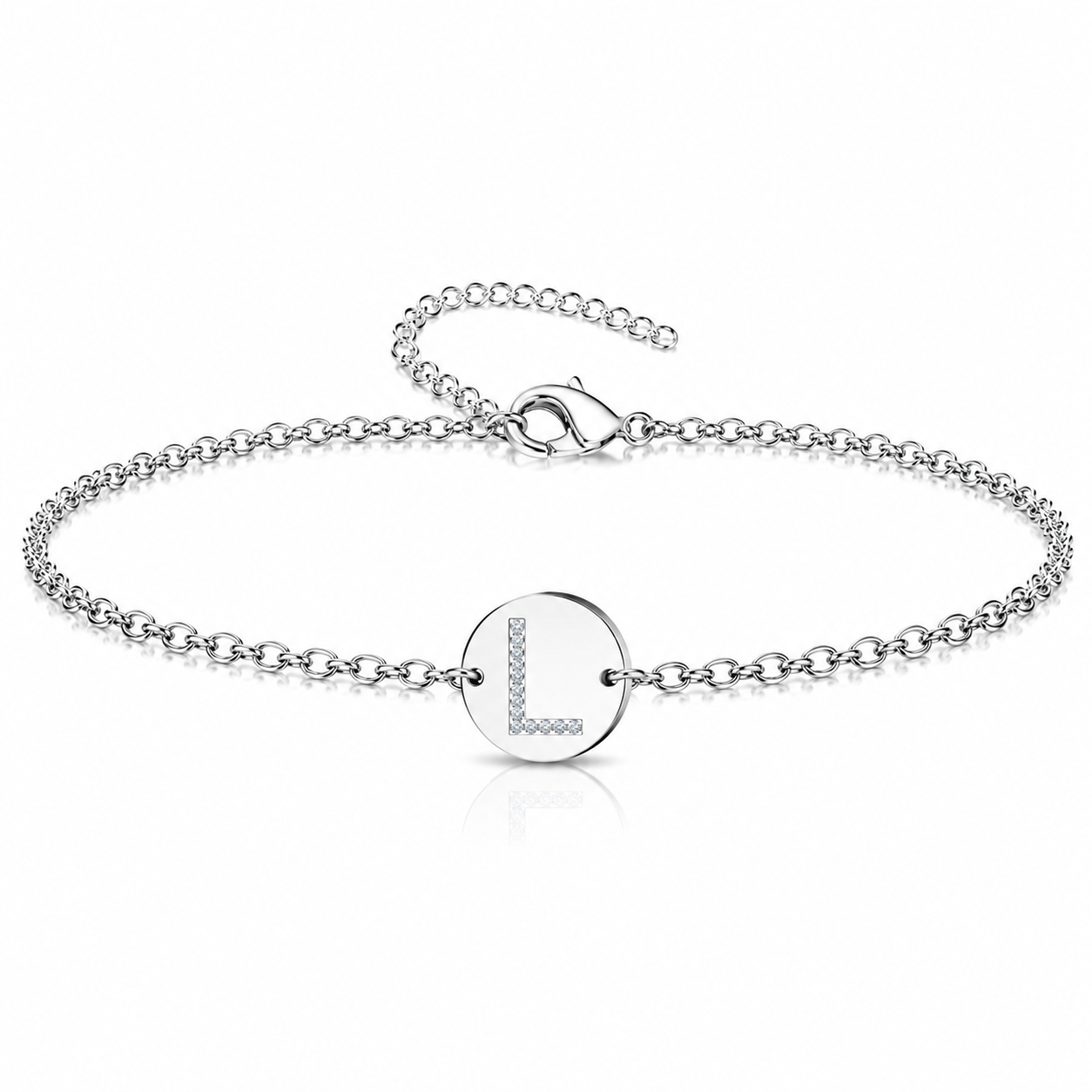 Pulsera Medalla de letra Inicial con Circonitas