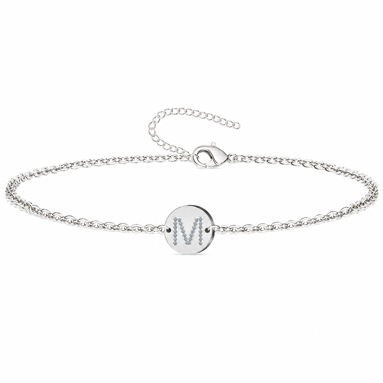 Pulsera Medalla de letra Inicial con Circonitas
