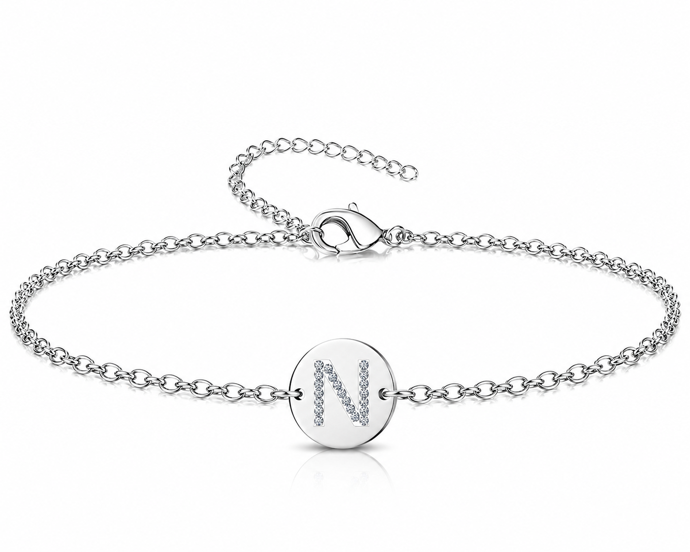 Pulsera Medalla de letra Inicial con Circonitas