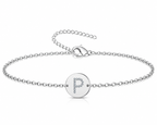 Pulsera Medalla de Letra Inicial con Circonitas textura