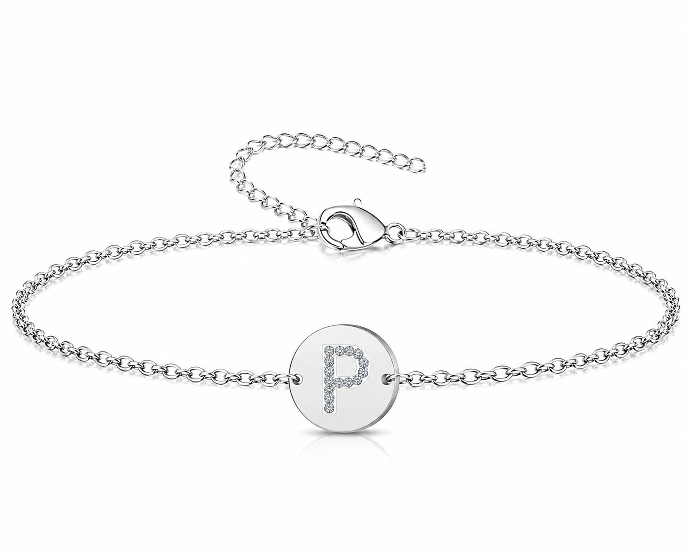 Pulsera Medalla de letra Inicial con Circonitas