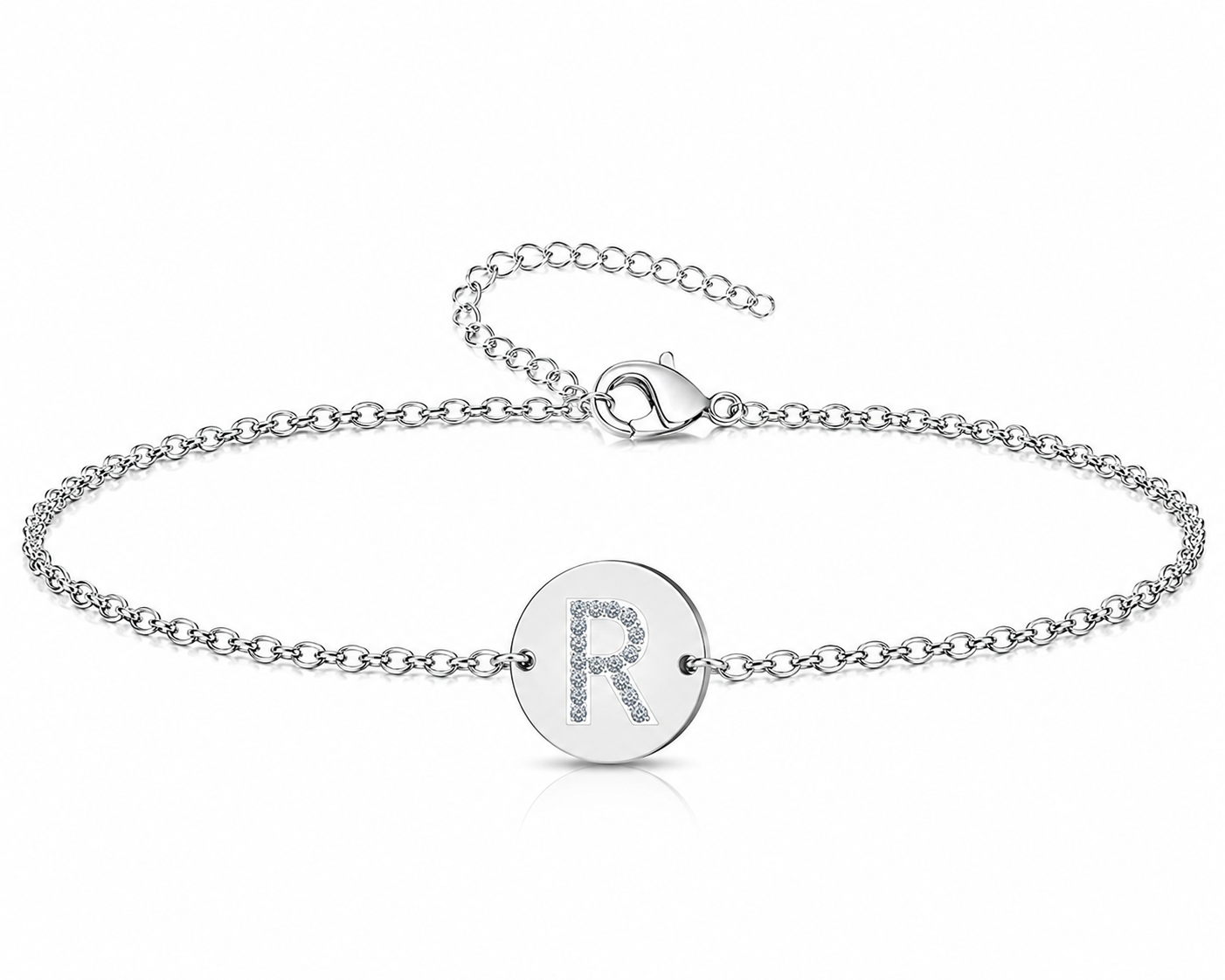 Pulsera Medalla de letra Inicial con Circonitas