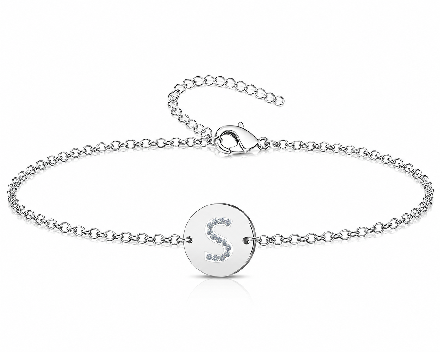 Pulsera Medalla de letra Inicial con Circonitas