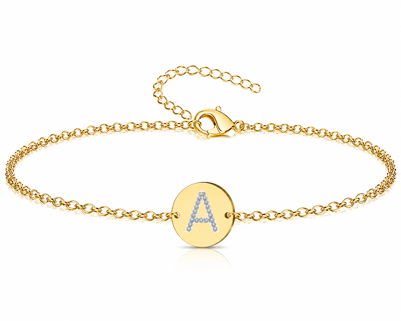 Pulsera Medalla de letra Inicial con Circonitas