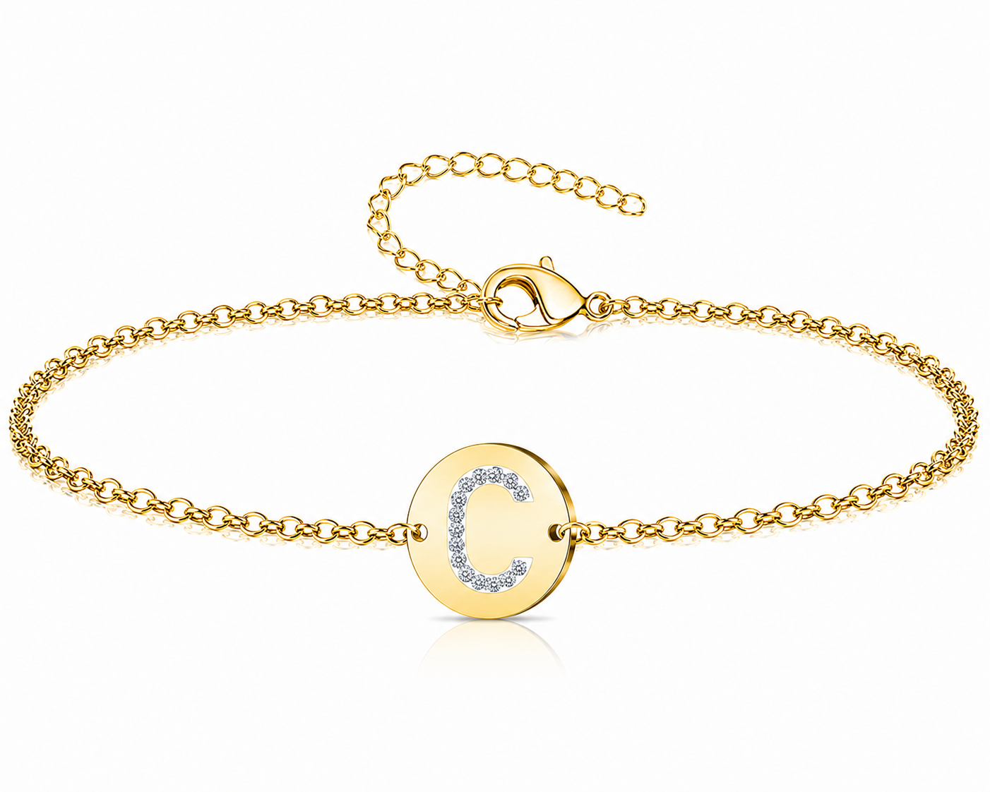 Pulsera Medalla de letra Inicial con Circonitas
