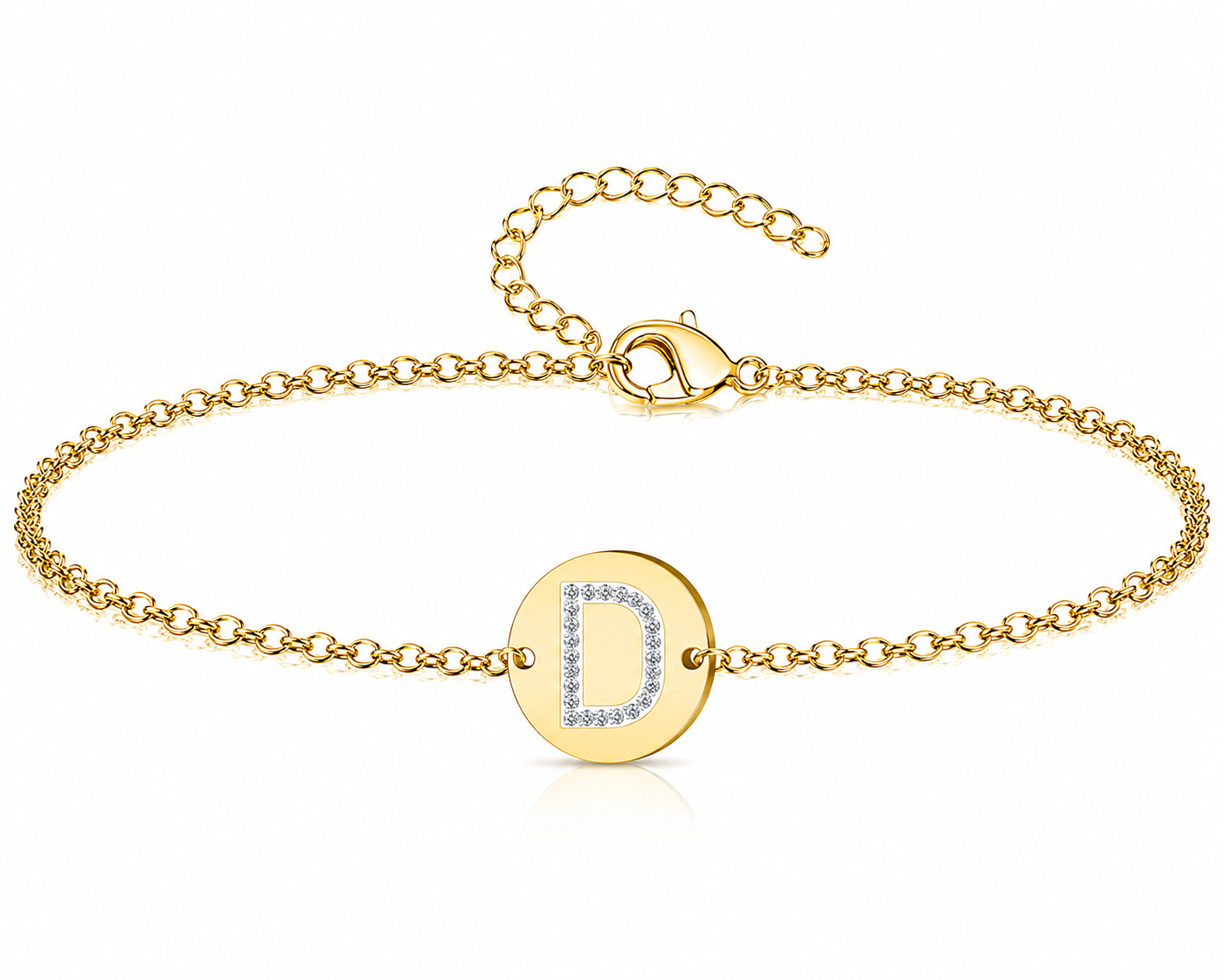 Pulsera Medalla de letra Inicial con Circonitas