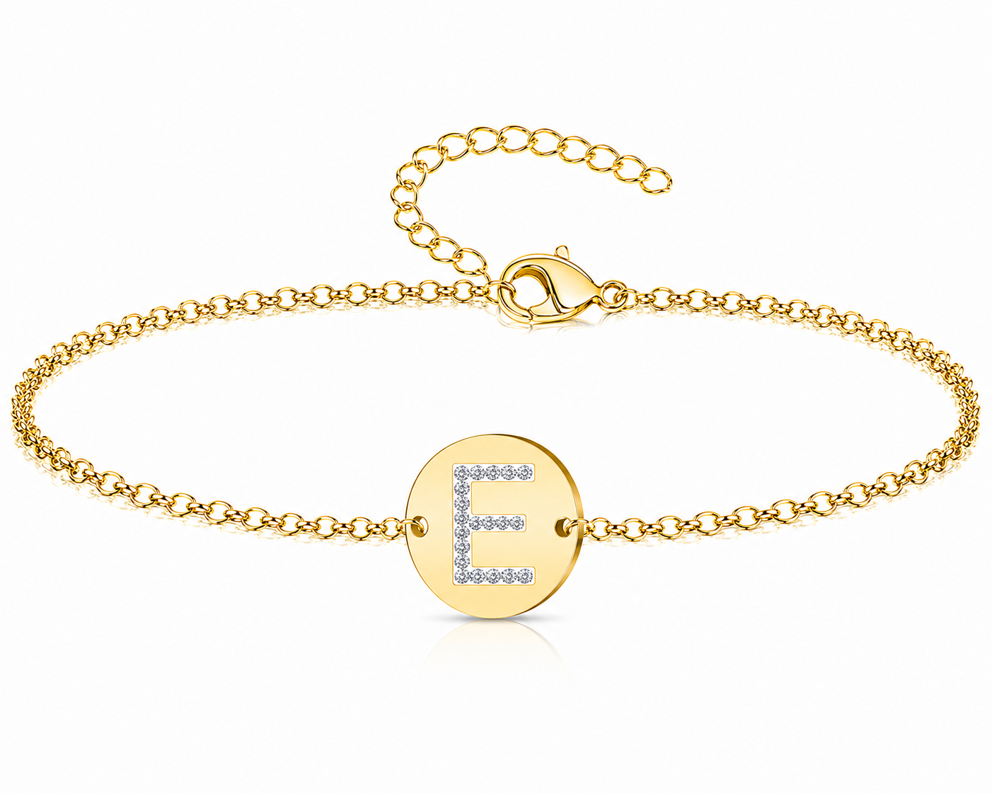 Pulsera Medalla de letra Inicial con Circonitas