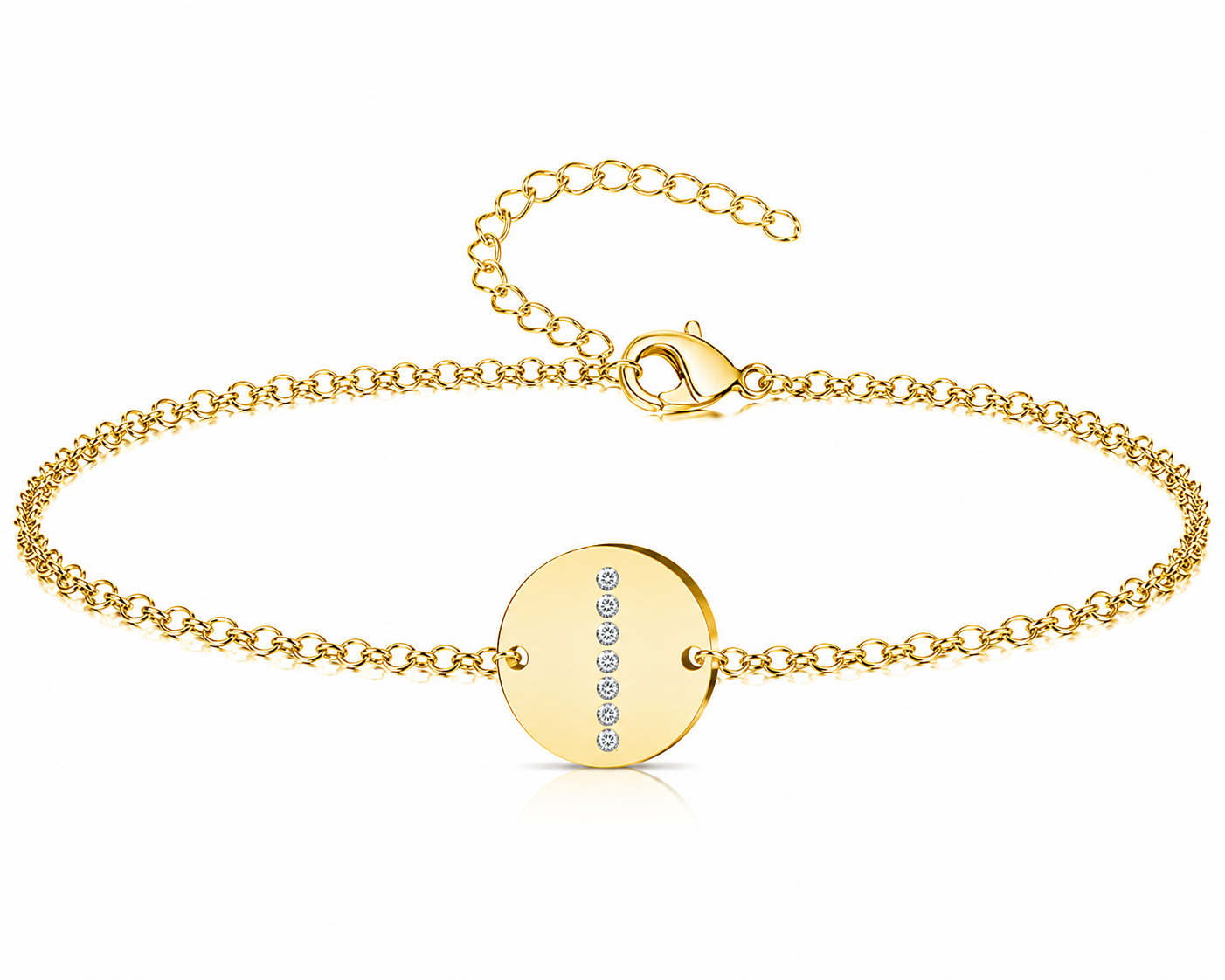 Pulsera Medalla de letra Inicial con Circonitas