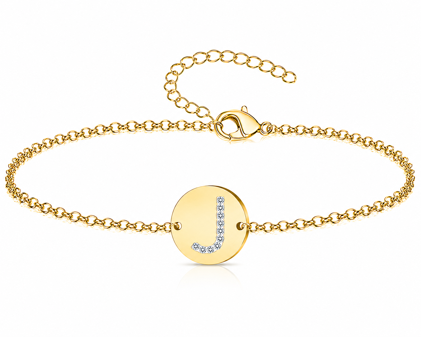 Pulsera Medalla de letra Inicial con Circonitas