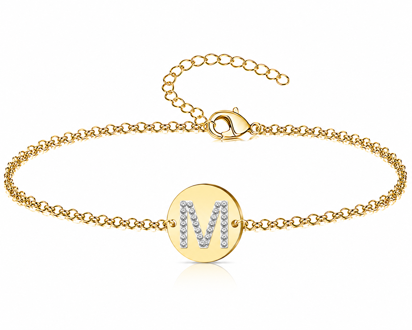 Pulsera Medalla de letra Inicial con Circonitas