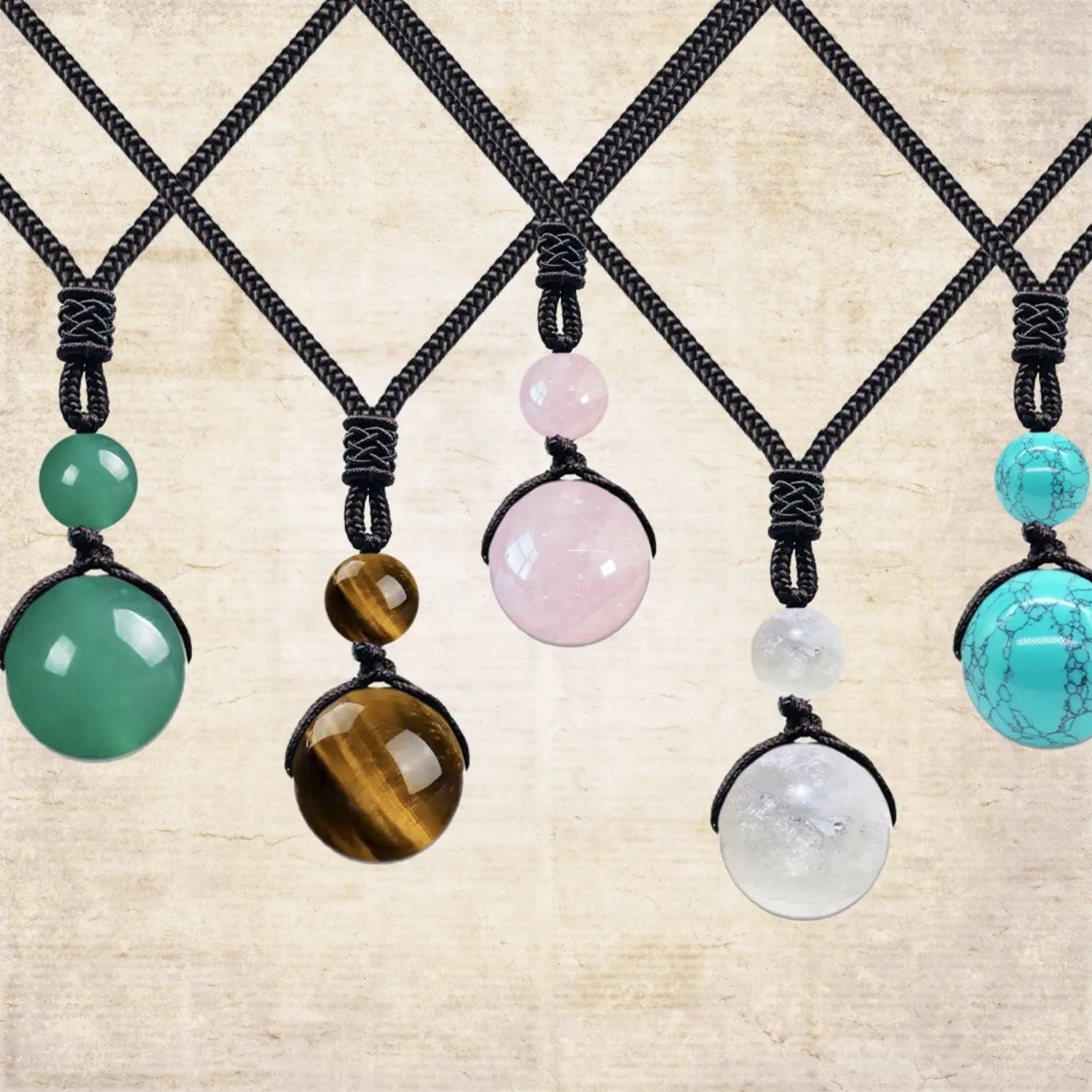 Colgante de piedra natural 14 mm 🌈 ¡Hecho a mano y con significado único! 🔮 Cuerda ajustable 40–70 cm - cotigo