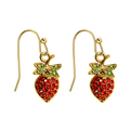 Pendientes Largos de Fresa Roja con Circonitas