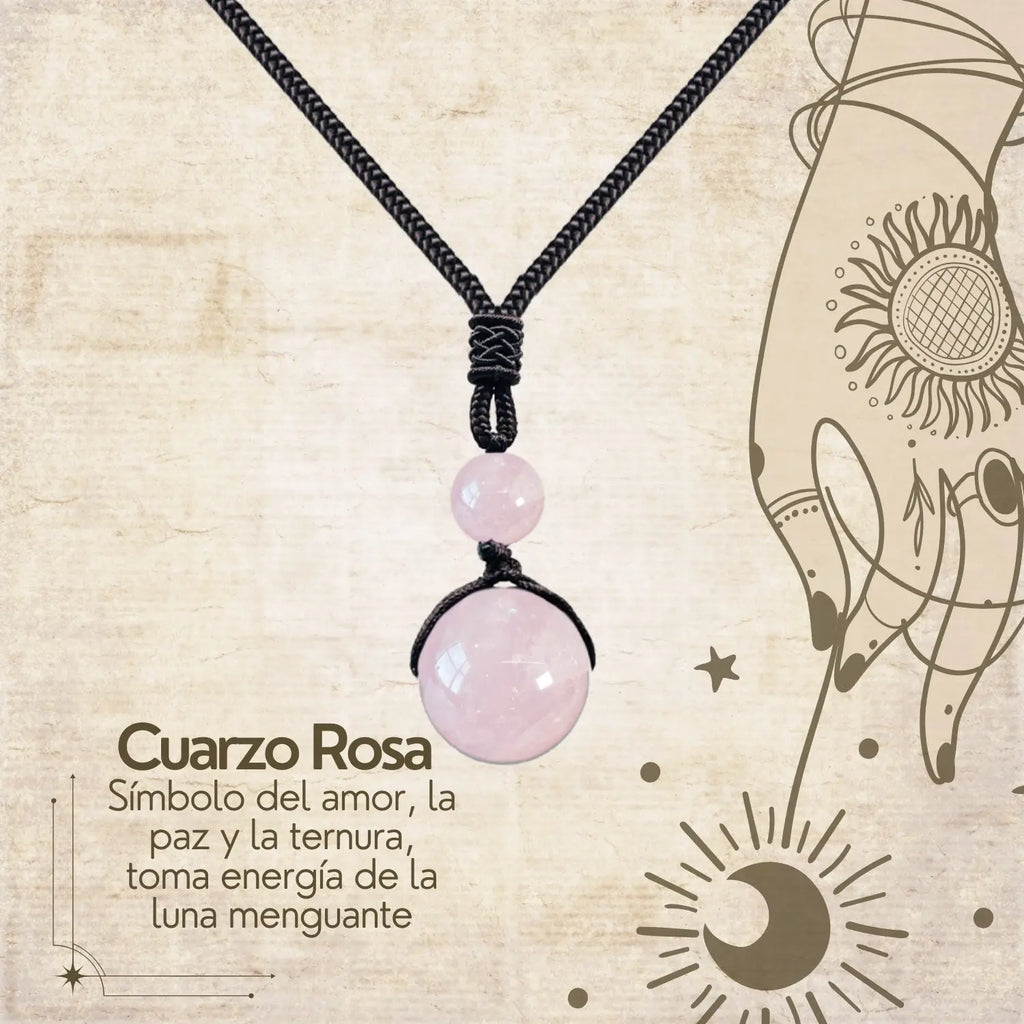 Colgante de Cuarzo de rosa de bola 14mm - cotigo