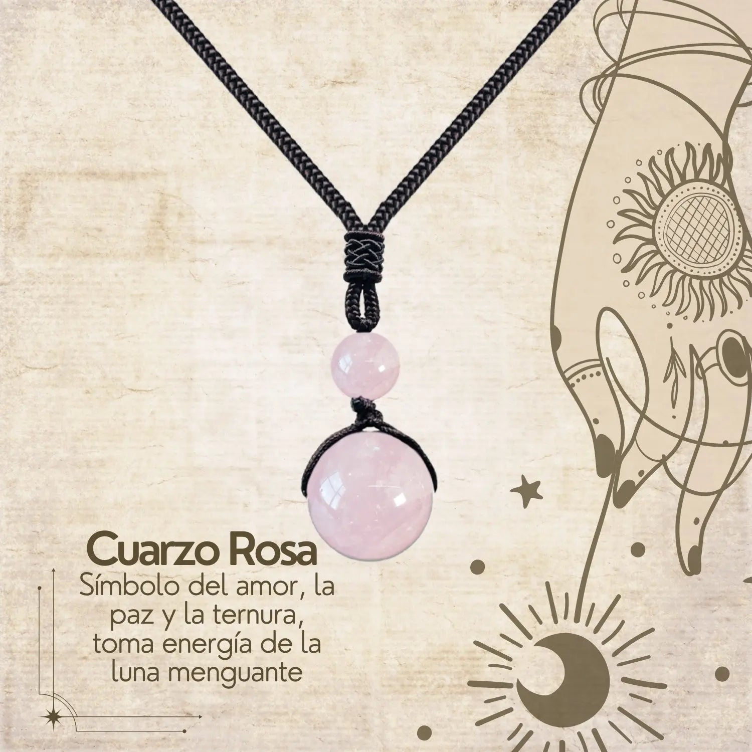 Colgante de Cuarzo de rosa de bola 14mm - cotigo