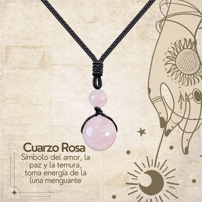 Colgante de Cuarzo de rosa de bola 14mm