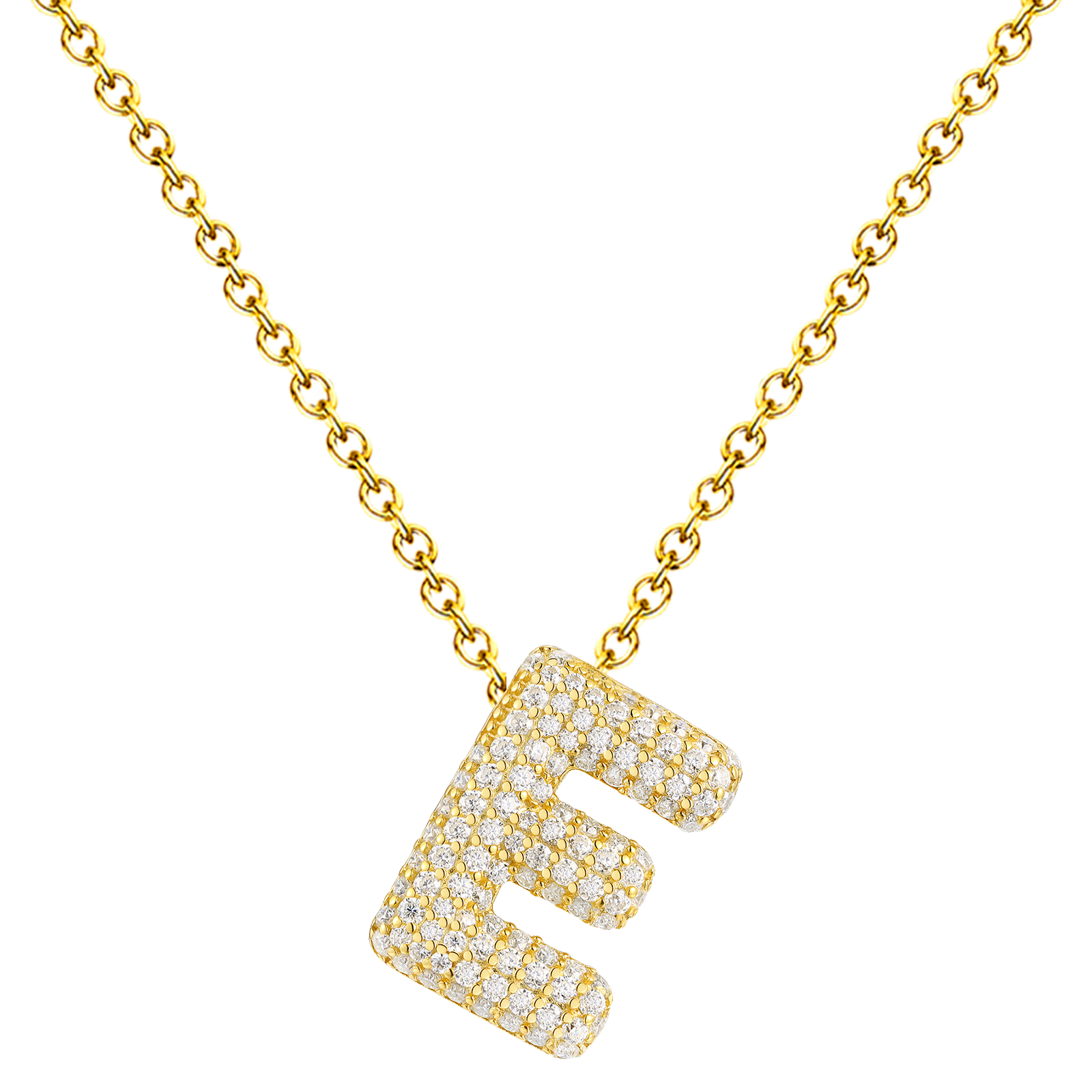 Collar Letra Inicial con Circonitas y Baño de Oro 14K