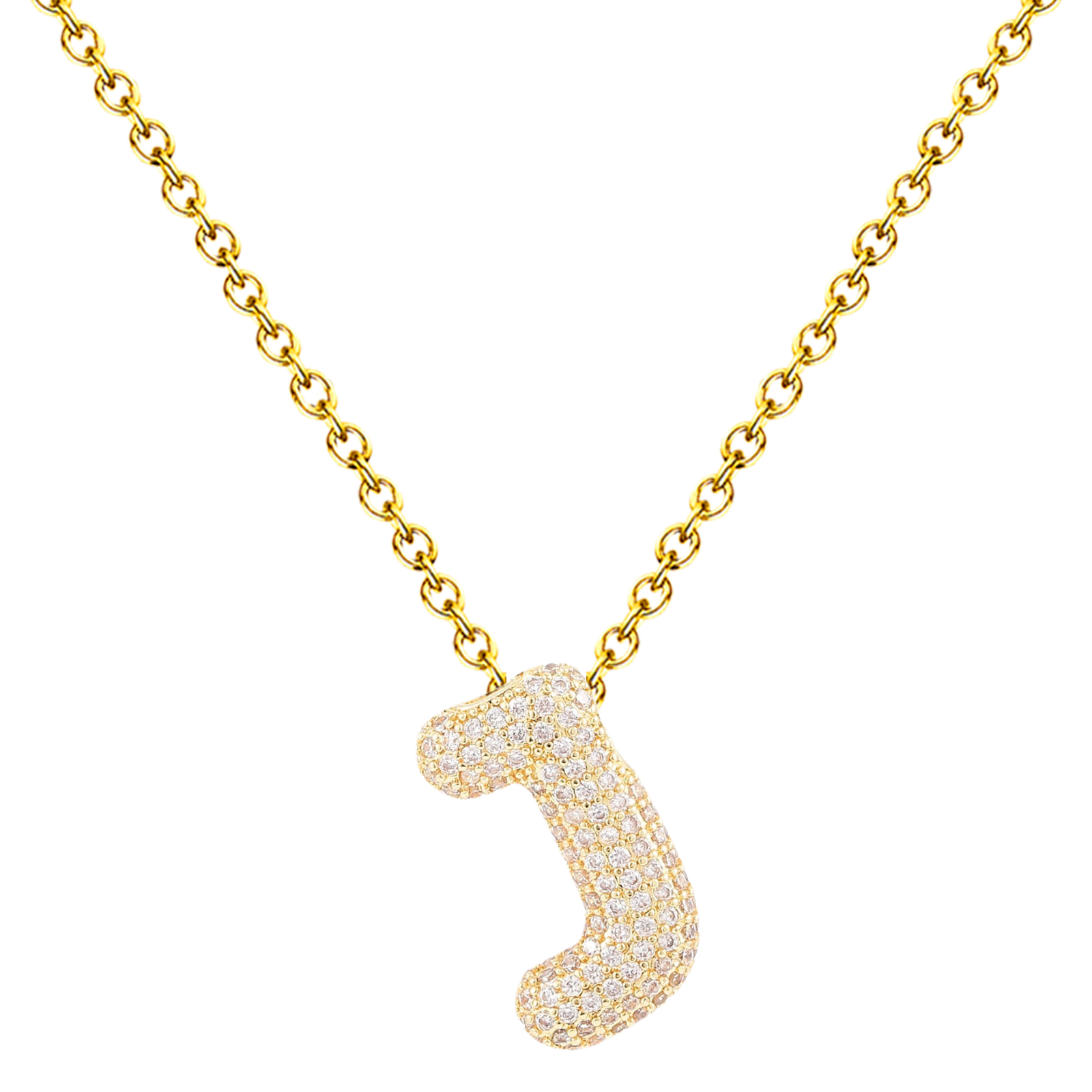 Collar Letra Inicial con Circonitas y Baño de Oro 14K
