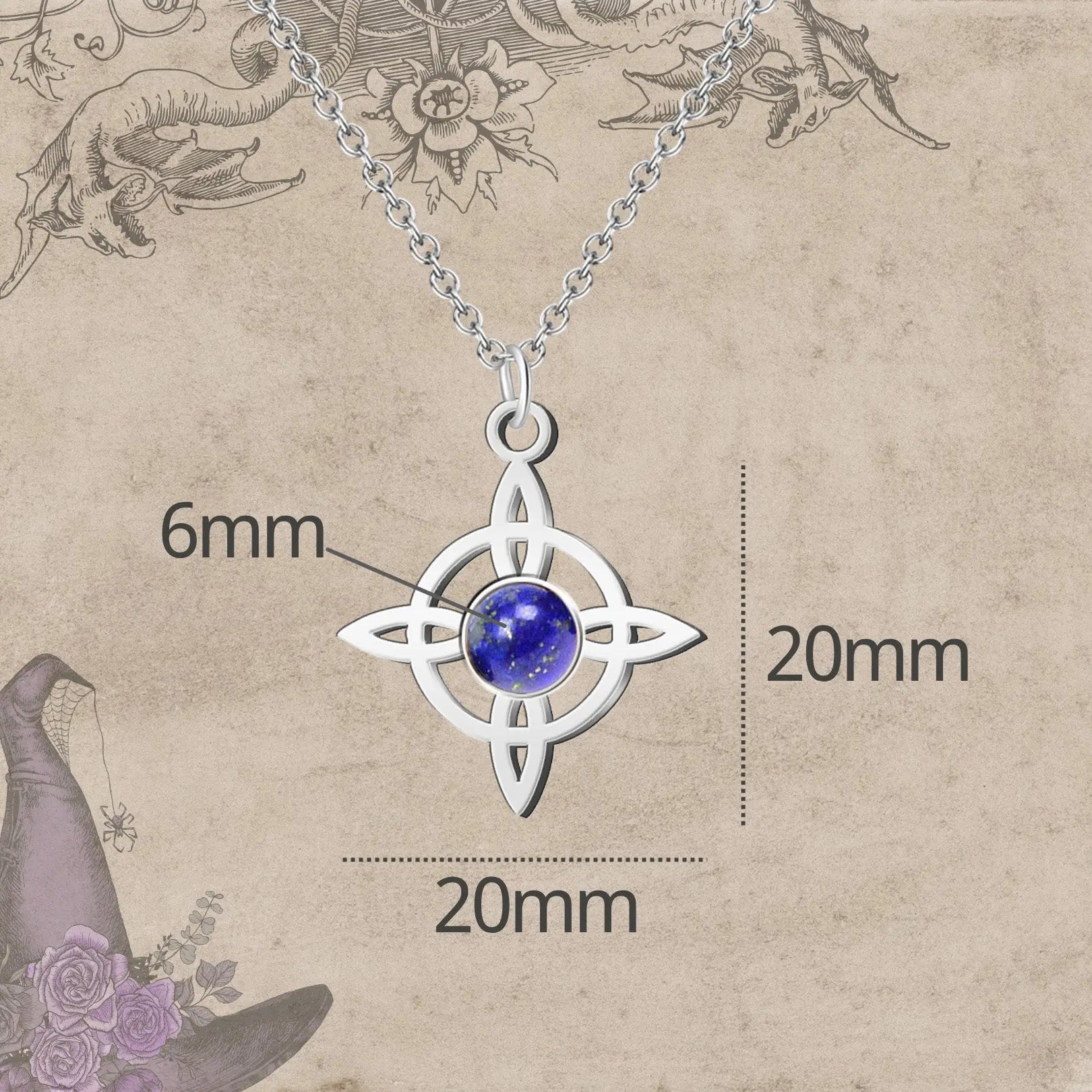 Colgante Nudo de Bruja Acero con Lapislazuli - cotigo