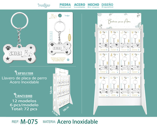 Llavero de placa de perro Acero Inox