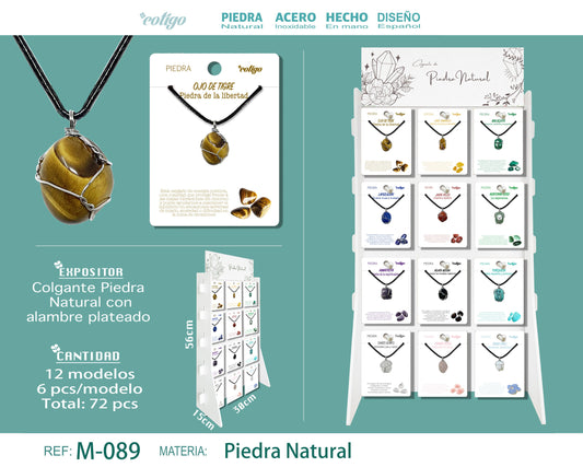Colgante Piedra Natural con Alambre Plateado