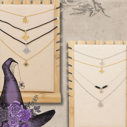 Colgante Nudo Bruja en Acero Inoxidable 💎 Amuleto contra el Mal de Ojo 🧿 Collar de Suerte para Mujer y Hombre + Pulsera 7 Nudos de Regalo 🎁 con Tarjeta Diseñada